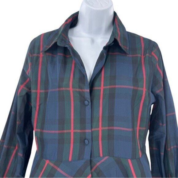 Pomander Place NEW Fraser Navy Plaid Ashlen Long Sleeve Blouse Top Size XL - Picture 5 of 8